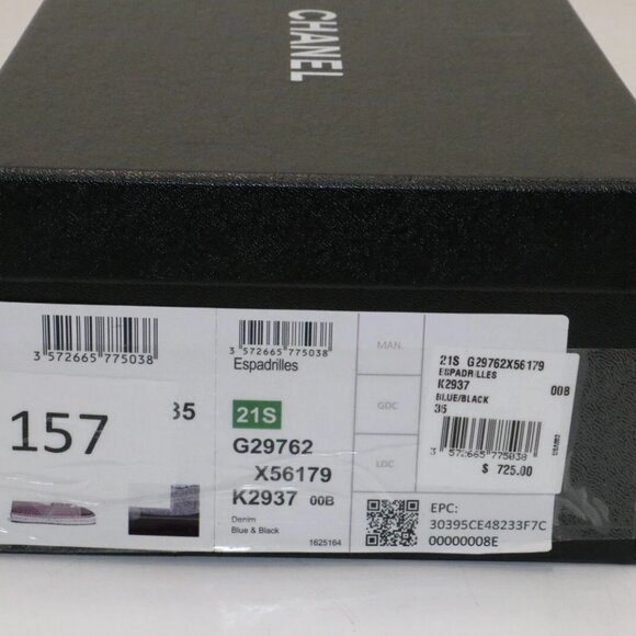 Chanel Denim Cap Toe CC Espadrilles EU 35 US 5 - Blue/Black - Picture 15 of 15